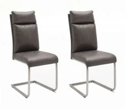 2 X Stuhl Pia In Grau Vintage Lederlook Und Edelstahl Freischwinger Mit Griff Hinten Esszimmerstuhl 2er Set 10 2 X Stuhl Pia In Grau Vintage Lederlook Und Edelstahl Freischwinger Mit Griff Hinten Esszimmerstuhl 2er Set -Wohnwelt Verkauf 5317 4