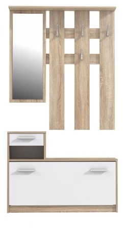 Garderoben Set "Foxi" 2-teilig Eiche Sonoma Hell Und Weiß 98 X 180 Cm -Wohnwelt Verkauf 5486 4