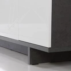 TV-Lowboard Makaria In Hochglanz Weiß Und Betonoptik Dunkelgrau TV-Unterteil 209 X 58 Cm Fernsehtisch -Wohnwelt Verkauf 5519 3