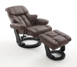 Relaxsessel Calgary In Braun Leder Und Schwarz Mit Hocker Funktionssessel 90 X 104 Cm Schlafsessel Fernsehsessel