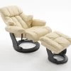 Relaxsessel Calgary In Creme Leder Und Schwarz Mit Hocker Funktionssessel 90 X 104 Cm Schlafsessel Fernsehsessel -Wohnwelt Verkauf 5706 1
