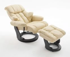 Relaxsessel Calgary In Creme Leder Und Schwarz Mit Hocker Funktionssessel 90 X 104 Cm Schlafsessel Fernsehsessel