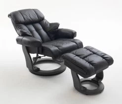 Relaxsessel Calgary In Schwarz Leder Mit Hocker Funktionssessel 90 X 104 Cm Schlafsessel Fernsehsessel