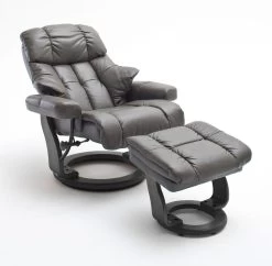 Relaxsessel Calgary In Schlamm Grau Leder Und Schwarz Mit Hocker Funktionssessel 90 X 104 Cm Schlafsessel Fernsehsessel