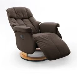 Relaxsessel Calgary L In Braun Leder Und Natur Funktionssessel Bis 130 Kg Schlafsessel Fernsehsessel 77 X 111 Cm
