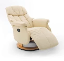 Relaxsessel Calgary L In Creme Leder Und Natur Funktionssessel Bis 130 Kg Schlafsessel Fernsehsessel 77 X 111 Cm