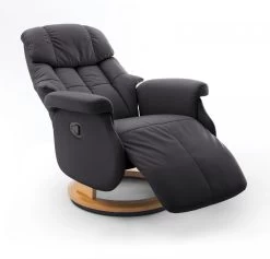 Relaxsessel Calgary L In Schwarz Und Natur Leder Funktionssessel Bis 130 Kg Schlafsessel Fernsehsessel 77 X 111 Cm