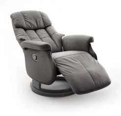 Relaxsessel Calgary L In Schlamm Grau Und Schwarz Leder Funktionssessel Bis 130 Kg Schlafsessel Fernsehsessel 77 X 111 Cm