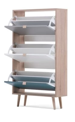 Schuhschrank Cuba In Sonoma Eiche Hell Mit Petrol, Weiß Und Grau Skandinavischer Schuhkipper Tricolor 70 X 125 Cm 13 Schuhschrank Cuba In Sonoma Eiche Hell Mit Petrol, Weiß Und Grau Skandinavischer Schuhkipper Tricolor 70 X 125 Cm -Wohnwelt Verkauf 5793 6