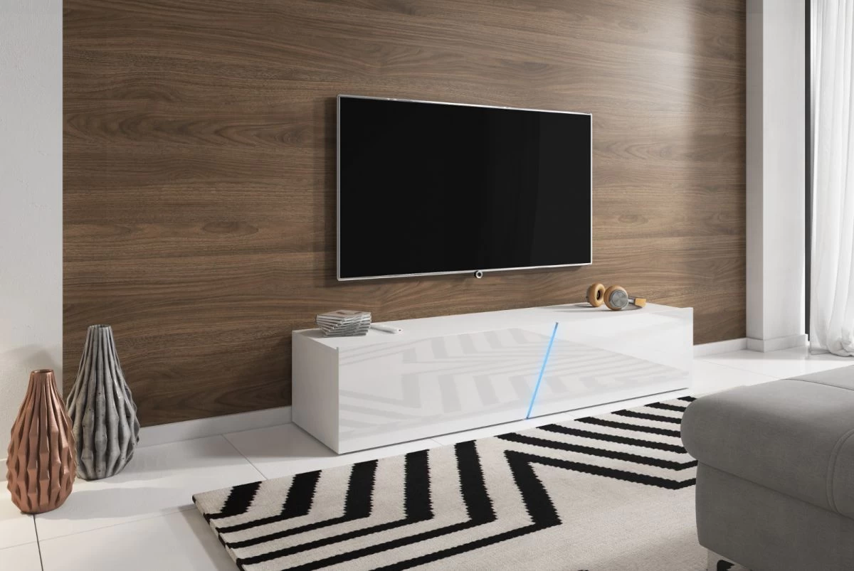 TV Lowboard "Space" In Weiß Hochglanz Lack TV Unterteil Hängend / Stehend 160 Cm Mit LED 7 TV Lowboard "Space" In Weiß Hochglanz Lack TV Unterteil Hängend / Stehend 160 Cm Mit LED – Bild 5