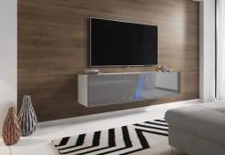 TV Lowboard "Space" In Grau Hochglanz Lack TV Unterteil Hängend / Stehend 160 Cm Mit LED -Wohnwelt Verkauf 5834 4