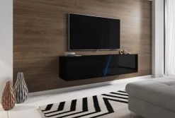 TV Lowboard "Space" In Schwarz Hochglanz Lack TV Unterteil Hängend / Stehend 160 Cm Mit LED -Wohnwelt Verkauf 5835 4