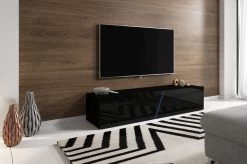 TV Lowboard "Space" In Schwarz Hochglanz Lack TV Unterteil Hängend / Stehend 160 Cm Mit LED -Wohnwelt Verkauf 5835 5