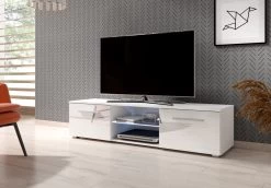 TV Lowboard "Earth" In Weiß Hochglanz Mit LED Beleuchtung 140 X 36 Cm 12 TV Lowboard "Earth" In Weiß Hochglanz Mit LED Beleuchtung 140 X 36 Cm -Wohnwelt Verkauf 5841 4