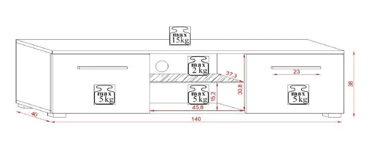 TV Lowboard "Earth" In Weiß Hochglanz Mit LED Beleuchtung 140 X 36 Cm 9 TV Lowboard "Earth" In Weiß Hochglanz Mit LED Beleuchtung 140 X 36 Cm – Bild 7