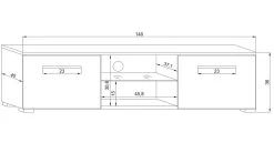 TV Lowboard "Earth" In Schwarz Hochglanz Mit LED Beleuchtung 140 X 36 Cm -Wohnwelt Verkauf 5843 6