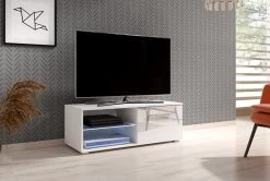 TV Lowboard "Earth" In Weiß Hochglanz Mit LED Beleuchtung 100 X 36 Cm