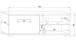 TV Lowboard "Earth" In Grau Hochglanz Und Weiß Mit LED Beleuchtung 100 X 36 Cm -Wohnwelt Verkauf 5847 6