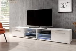 TV Lowboard "Earth" In Weiß Hochglanz Mit LED Beleuchtung 200 X 36 Cm 12 TV Lowboard "Earth" In Weiß Hochglanz Mit LED Beleuchtung 200 X 36 Cm -Wohnwelt Verkauf 5848 4