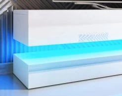 TV Lowboard "Bird" In Weiß Hochglanz 2-teilig 140 X 45 Cm Hängend Mit Beleuchtung