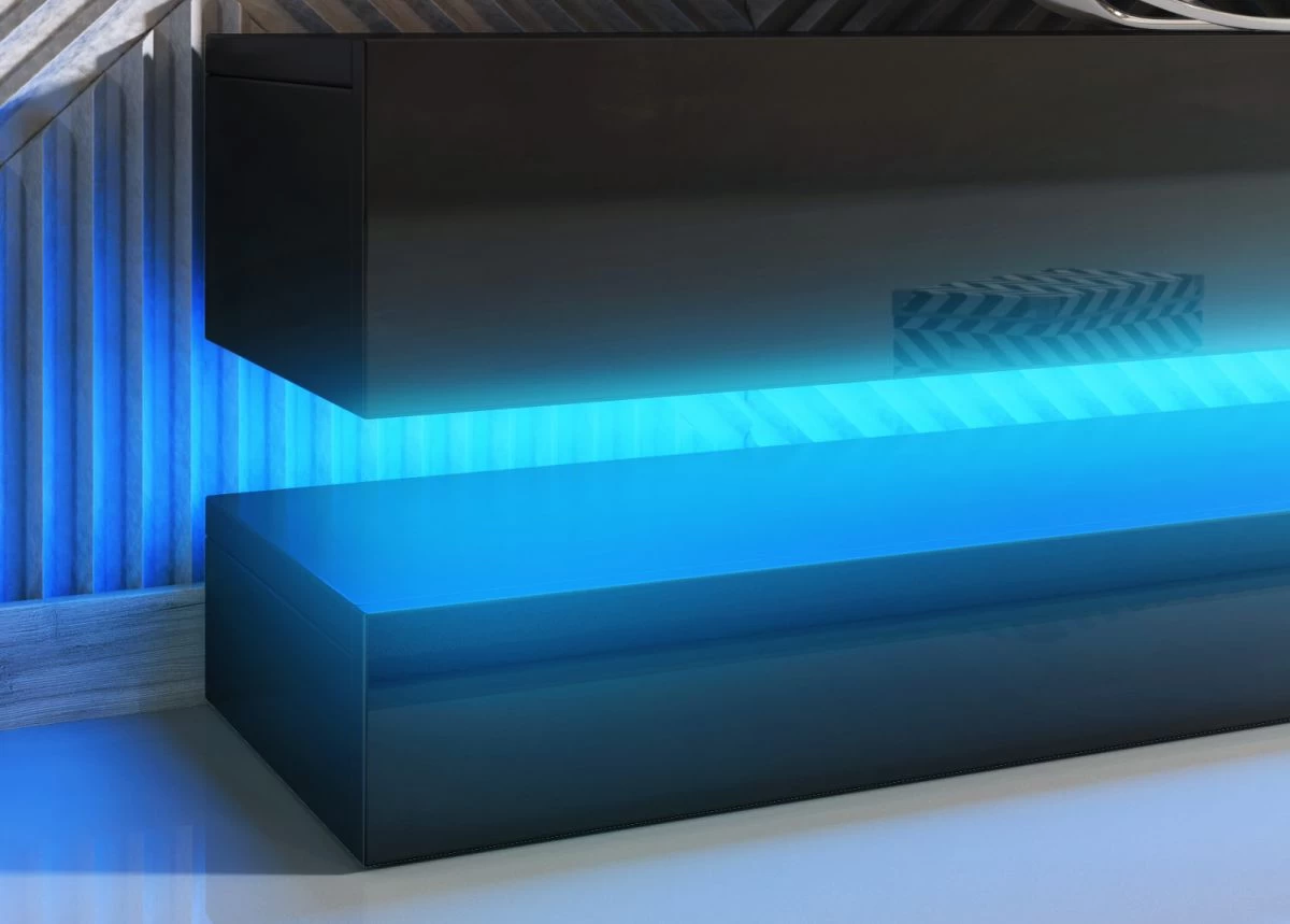 TV Lowboard "Bird" In Schwarz Hochglanz 2-teilig 140 X 45 Cm Hängend 3 TV Lowboard "Bird" In Schwarz Hochglanz 2-teilig 140 X 45 Cm Hängend