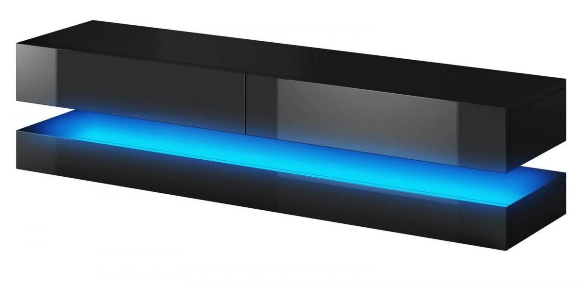 TV Lowboard "Bird" In Schwarz Hochglanz 2-teilig 140 X 45 Cm Hängend 6 TV Lowboard "Bird" In Schwarz Hochglanz 2-teilig 140 X 45 Cm Hängend – Bild 4