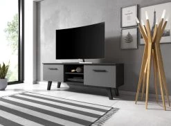 TV Lowboard "Jenrik" Grau Und Schwarz Matt Im Skandinavischen Stil 140 X 52 Cm -Wohnwelt Verkauf 5857 4