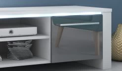 TV-Lowboard Harlem In Hochglanz Grau Und Weiß TV-Unterteil 140 X 40 Cm Inkl. LED Beleuchtung In Blau -Wohnwelt Verkauf 5889 2