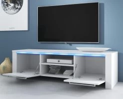 TV-Lowboard Harlem In Hochglanz Grau Und Weiß TV-Unterteil 140 X 40 Cm Inkl. LED Beleuchtung In Blau -Wohnwelt Verkauf 5889 3