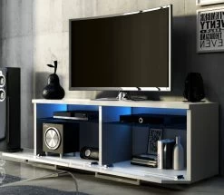 TV-Lowboard "Rhine" In Weiß Hochglanz TV-Unterteil Inkl. LED 100 Cm -Wohnwelt Verkauf 5892 3