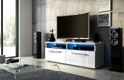 TV-Lowboard "Rhine" In Weiß Hochglanz TV-Unterteil Inkl. LED 100 Cm -Wohnwelt Verkauf 5892 4