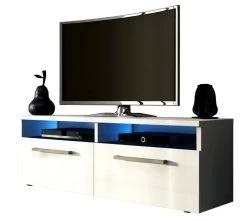 TV-Lowboard "Rhine" In Weiß Hochglanz TV-Unterteil Inkl. LED 100 Cm -Wohnwelt Verkauf 5892 5