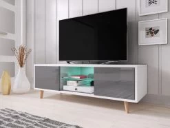 TV-Lowboard Norway-1 In Hochglanz Grau Und Weiß TV-Unterteil Skandinavisch 140 X 45 Cm Fernsehtisch 11 TV-Lowboard Norway-1 In Hochglanz Grau Und Weiß TV-Unterteil Skandinavisch 140 X 45 Cm Fernsehtisch -Wohnwelt Verkauf 5908 4