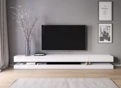 TV-Lowboard "Bird" In Weiß Hochglanz TV-Unterteil 4-teilig XXL-Board 280 Cm Hängend Inkl. Beleuchtung -Wohnwelt Verkauf 5923 4