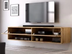 TV-Lowboard "Epsom" In Wotan Eiche TV Unterteil Hängend 140 X 30 Cm -Wohnwelt Verkauf 5997 5