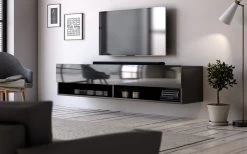 TV-Lowboard "Epsom" In Schwarz Hochglanz TV Unterteil Hängend 140 X 30 Cm -Wohnwelt Verkauf 5999 4