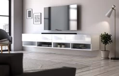 TV-Lowboard "Epsom" In Weiß Hochglanz XL TV Unterteil Hängend 200 X 30 Cm -Wohnwelt Verkauf 6005 4