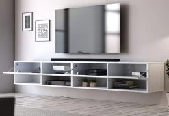 TV-Lowboard "Epsom" In Weiß Hochglanz XL TV Unterteil Hängend 200 X 30 Cm -Wohnwelt Verkauf 6005 5