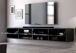 TV Lowboard "Epsom" In Schwarz Hochglanz XL TV Unterteil Hängend 200 X 30 Cm 12 TV Lowboard "Epsom" In Schwarz Hochglanz XL TV Unterteil Hängend 200 X 30 Cm -Wohnwelt Verkauf 6006 5