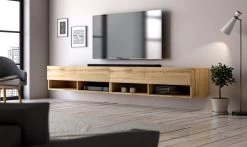 TV-Lowboard "Epsom" In Wotan Eiche XXL TV Unterteil Hängend 280 X 30 Cm -Wohnwelt Verkauf 6007 4
