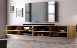 TV-Lowboard "Epsom" In Wotan Eiche XXL TV Unterteil Hängend 280 X 30 Cm -Wohnwelt Verkauf 6007 5