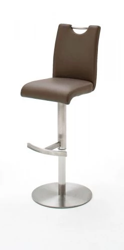 Barstuhl "Alesi" In Braun Kunstleder Und Edelstahl Gebürstet Barhocker Höhenverstellbar -Wohnwelt Verkauf 6020 6