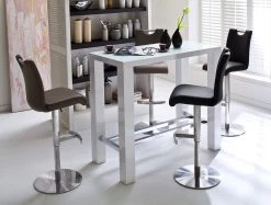 Barstuhl "Alesi" In Cappuccino Kunstleder Und Edelstahl Gebürstet Barhocker Höhenverstellbar -Wohnwelt Verkauf 6021 4