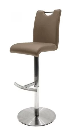 Barstuhl "Alesi" In Cappuccino Kunstleder Und Edelstahl Gebürstet Barhocker Höhenverstellbar -Wohnwelt Verkauf 6021 6