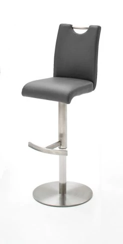 Barstuhl "Alesi" In Grau Kunstleder Und Edelstahl Gebürstet Barhocker Höhenverstellbar -Wohnwelt Verkauf 6022 6