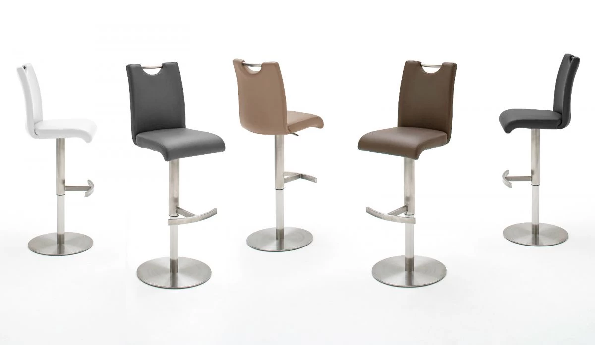 Barstuhl "Alesi" In Schwarz Kunstleder Und Edelstahl Gebürstet Barhocker Höhenverstellbar 3 Barstuhl "Alesi" In Schwarz Kunstleder Und Edelstahl Gebürstet Barhocker Höhenverstellbar
