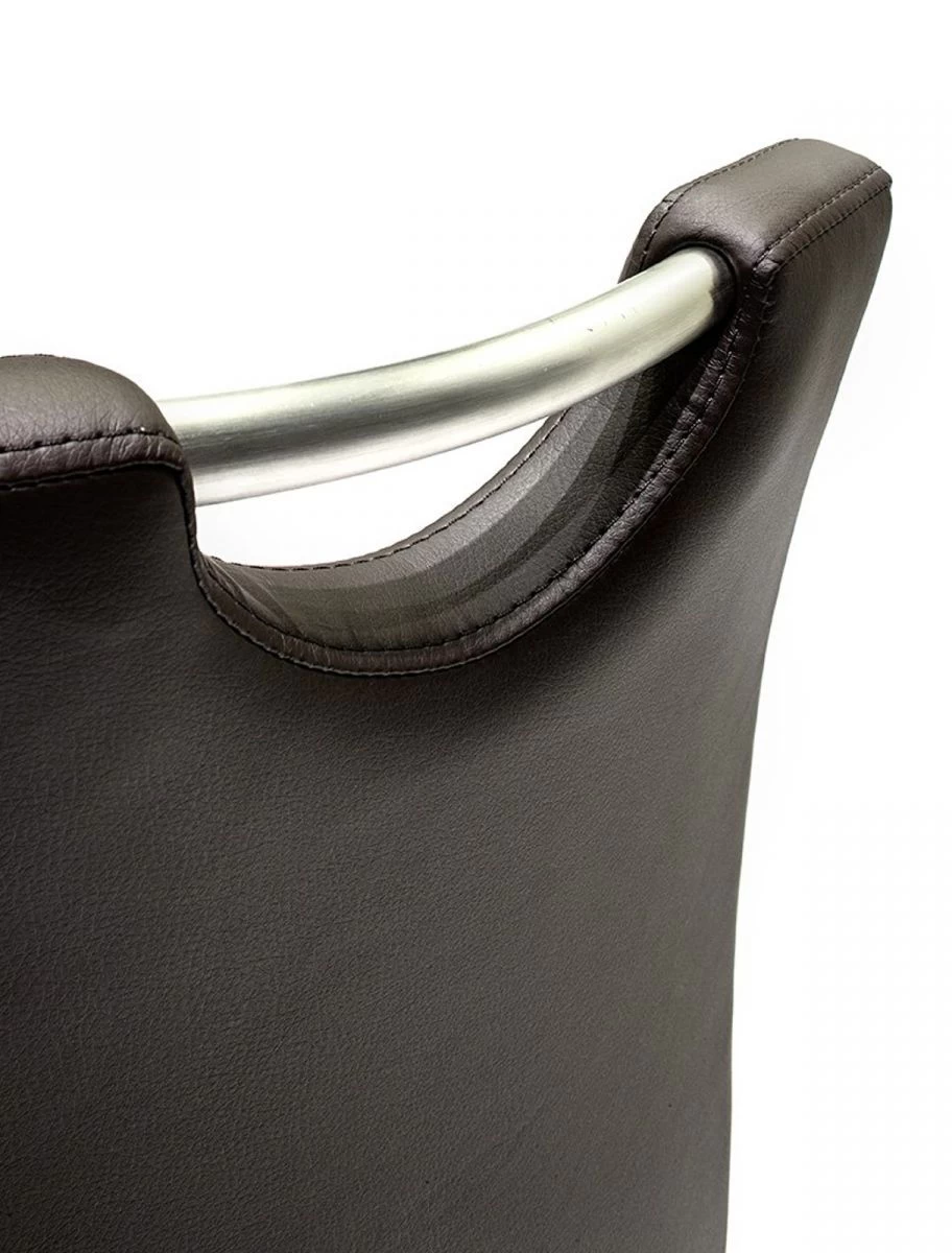 Barstuhl "Alesi" In Schwarz Kunstleder Und Edelstahl Gebürstet Barhocker Höhenverstellbar 5 Barstuhl "Alesi" In Schwarz Kunstleder Und Edelstahl Gebürstet Barhocker Höhenverstellbar – Bild 3