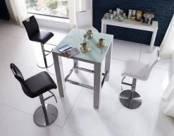 Barstuhl "Alesi" In Weiß Kunstleder Und Edelstahl Gebürstet Barhocker Höhenverstellbar -Wohnwelt Verkauf 6024 5