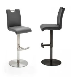 Barstuhl "Alesi" In Grau Kunstleder Und Gestell Schwarz Lackiert Barhocker Höhenverstellbar -Wohnwelt Verkauf 6025 3