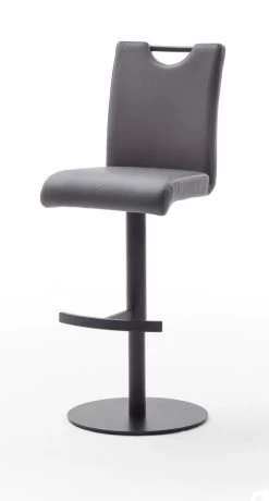 Barstuhl "Alesi" In Grau Kunstleder Und Gestell Schwarz Lackiert Barhocker Höhenverstellbar -Wohnwelt Verkauf 6025 5